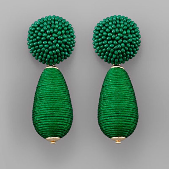 Thread Teardrop Ball Beads Earrings - Picture 2 of 2